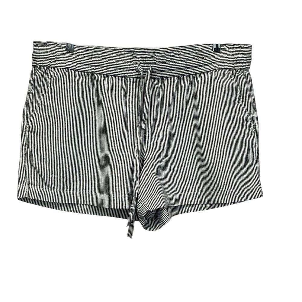 Ann Taylor Loft Outlet Linen Blend Shorts Women XL Gray White Ticking Lagenlook